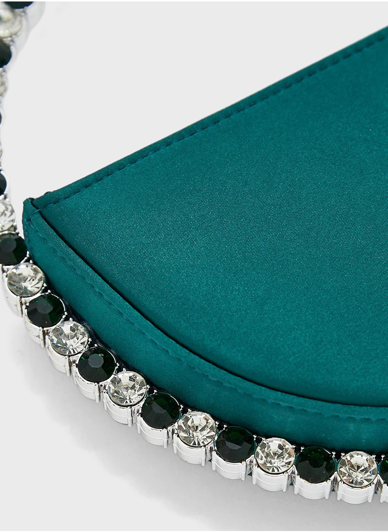 Khizana Stone-Encrusted Satin Clutch