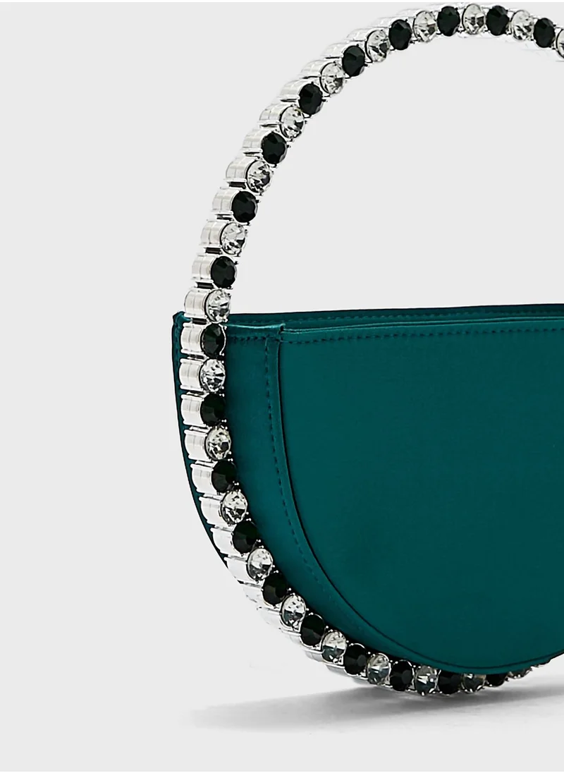 Khizana Stone-Encrusted Satin Clutch