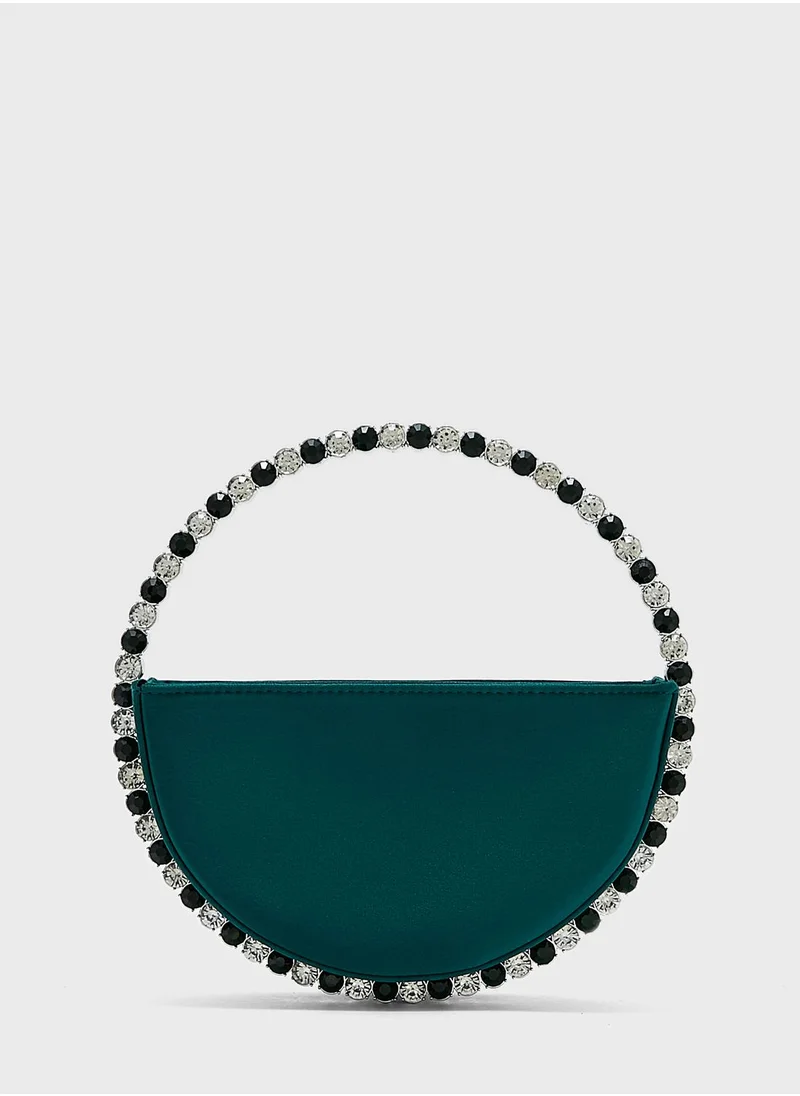 Khizana Stone-Encrusted Satin Clutch