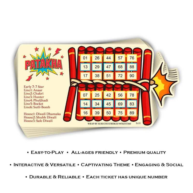 Suruchi Strokes Diwali Theme Tambola Ticket | Deepawali Festival | Kitty Party Bingo Housie Game (20 Ticket) - Image 4