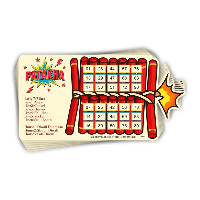 Suruchi Strokes Diwali Theme Tambola Ticket | Deepawali Festival | Kitty Party Bingo Housie Game (20 Ticket) - Image 1