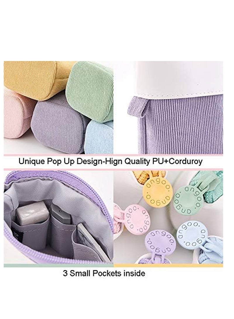 عام حافظة أقلام مرنة/قلم/صندوق مستلزمات مكتبية - حقيبة قابلة للتوسع بتصميم عمودي من الجلد الصناعي (PU) بنسيج القطن المضلع، بألوان زاهية. إنها اختيار ممتاز كهدية للأصدقاء أو الزملاء أو البالغين في المناسبات مثل أعياد الميلاد أو كملحقات سفر. - Image 4