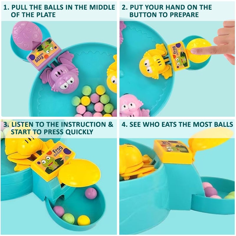 Wembley Hungry Frog Indoor Game For Kids|Family Board Game|Frog Toys For Kids Activity|4 Player Fun Interactive Frog Eat Beans Game|Proudly Made In India,Multicolor - Image 3