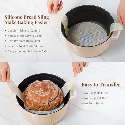 BAVIFY Sourdough Starter Kit, 9" Round & 10" Oval Banneton Bread Proofing Baskets Set, Sourdough Bread Baking Supplies Making Tools with Dough Scraper, Whisk, Bread Lame, Silicone Sling, Recipe - Image 3