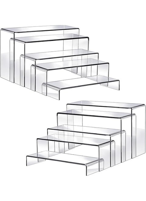 10 Pcs 2 Set Display Risers Acrylic Riser Display Shelf Clear Display Stands Acrylic Display Set Acrylic Shelves For Decor Display Showcase Stands For Cupcake