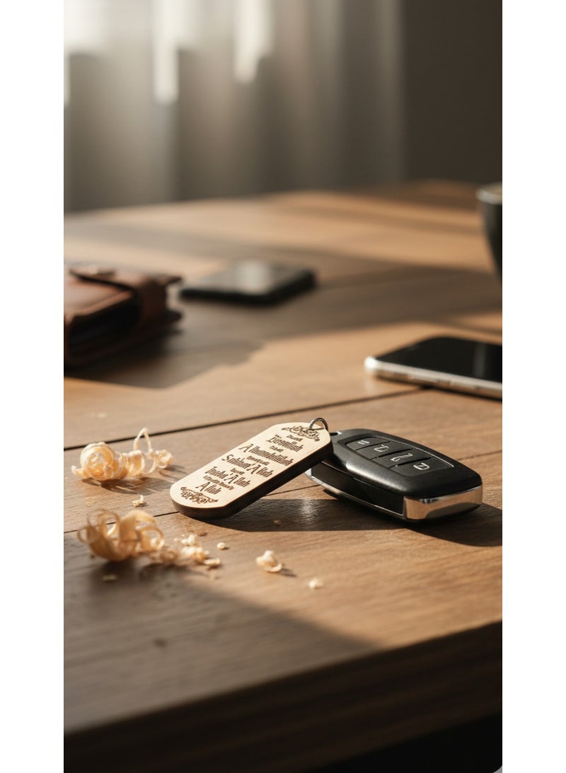 سلسلة مفاتيح إسلامية – حلقة مفاتيح محفور عليها عبارة "طاقة إيجابية" وكلمات عربية ملهمة للتذكير الدائم، تصميم معدني أنيق وهدية روحية للمسلمين - Image 3