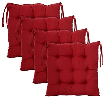 MITUL Microfiber Chair Cushion Seat Pad with Ties Use for Home Chair Bookstore Library Cafe Car Office 40X40cm 40x40 cm Maroon 8 - Image 1