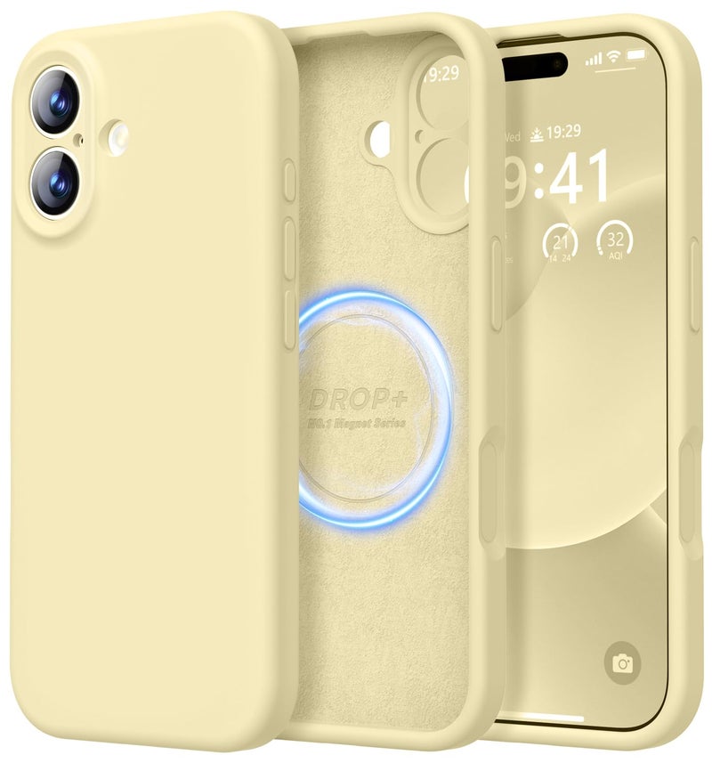 LOVE 3000 Designed for iPhone 17 Case, Premium Silicone [Compatible with Magsafe][Soft Anti-Scratch Microfiber Lining] Shockproof Protective Phone Case for Men Women 6.3", Creamy Yellow - Image 1