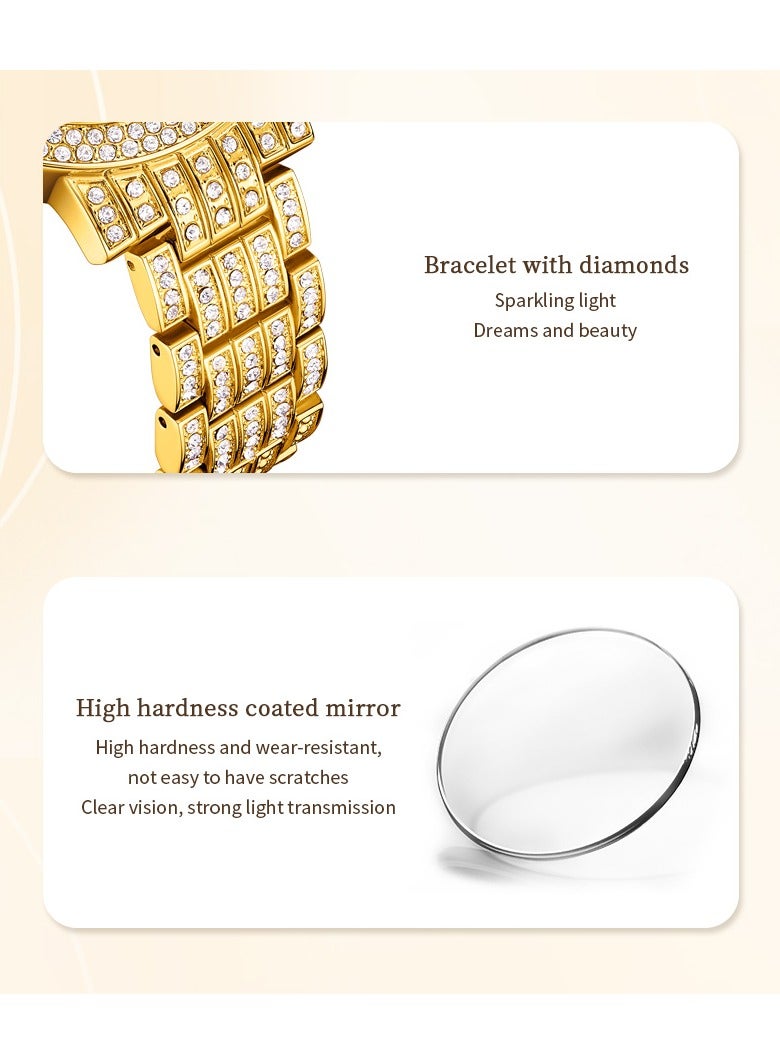 OLEVS Women's Full Diamond Waterproof Watch Stainless Steel Strap Scratch-Resistant Coated Glass Fashionable Versatile Timepiece - Image 4