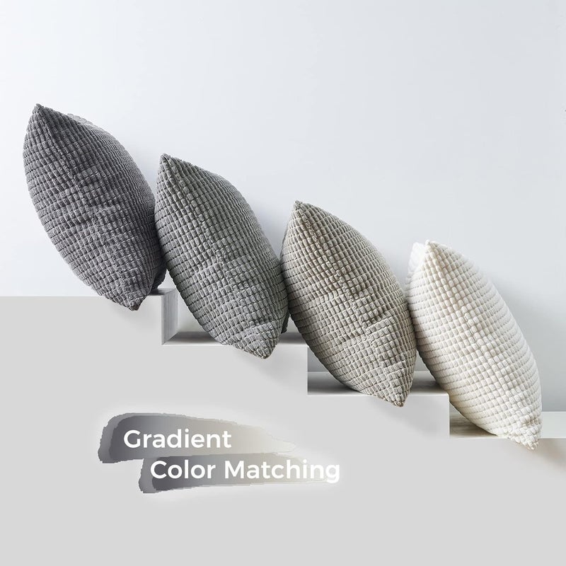 Topfinel 4 Packs Grey Decorative Throw Pillow Covers 22x22 Inch for Living Room Couch Bed Sofa  Boho Western Farmhouse Home Decor  Square Soft Moss Corduroy Fall Cushion Case 55x55 cm - Image 5