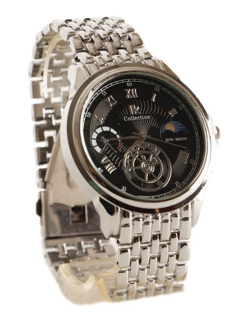 IK Men’s Casual Watch - Silver stainless steel band -Black dial-IK10