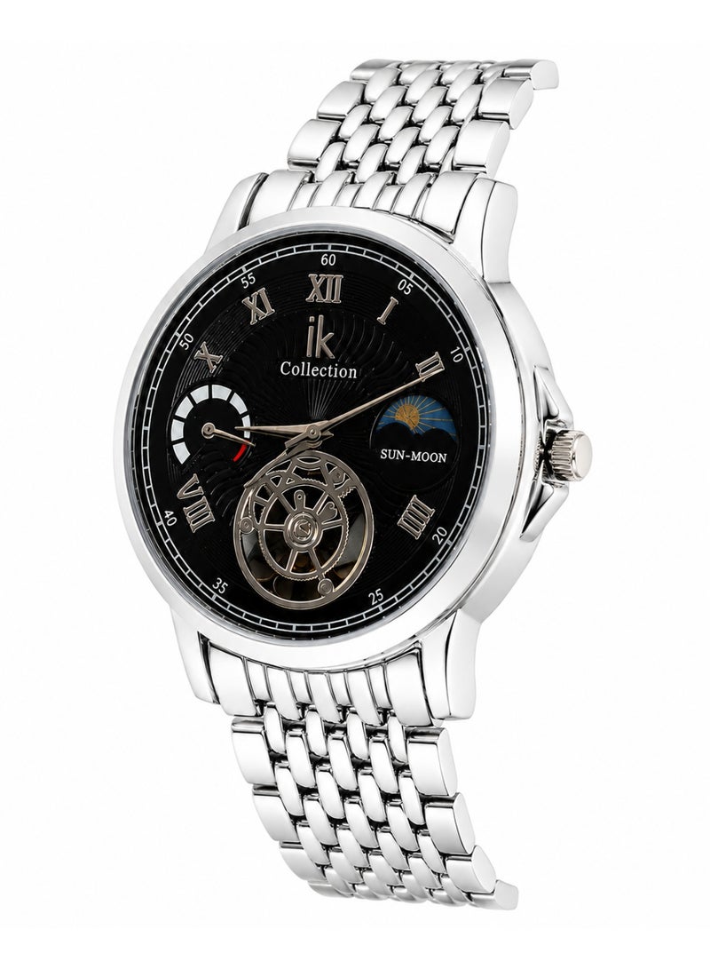 IK Men’s Casual Watch - Silver stainless steel band -Black dial-IK10 - Image 2