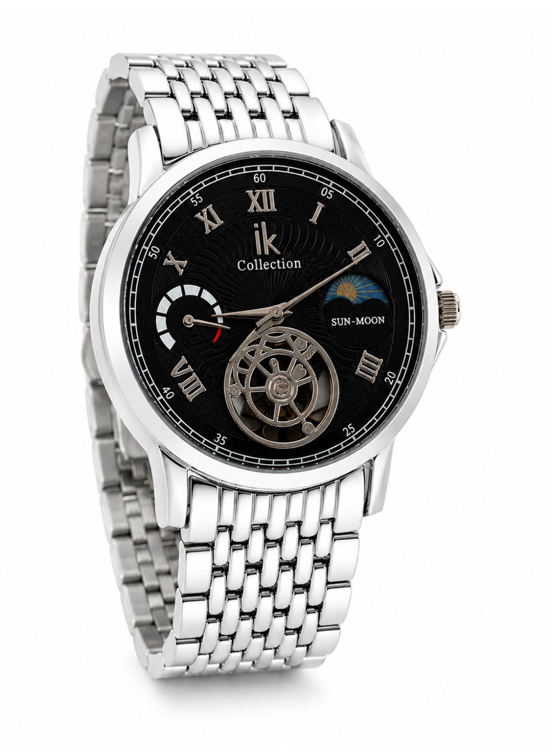 IK Men’s Casual Watch - Silver stainless steel band -Black dial-IK10 - Image 4