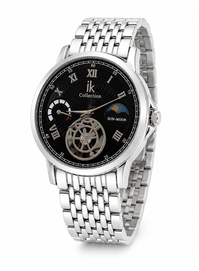 IK Men’s Casual Watch - Silver stainless steel band -Black dial-IK10 - Image 3