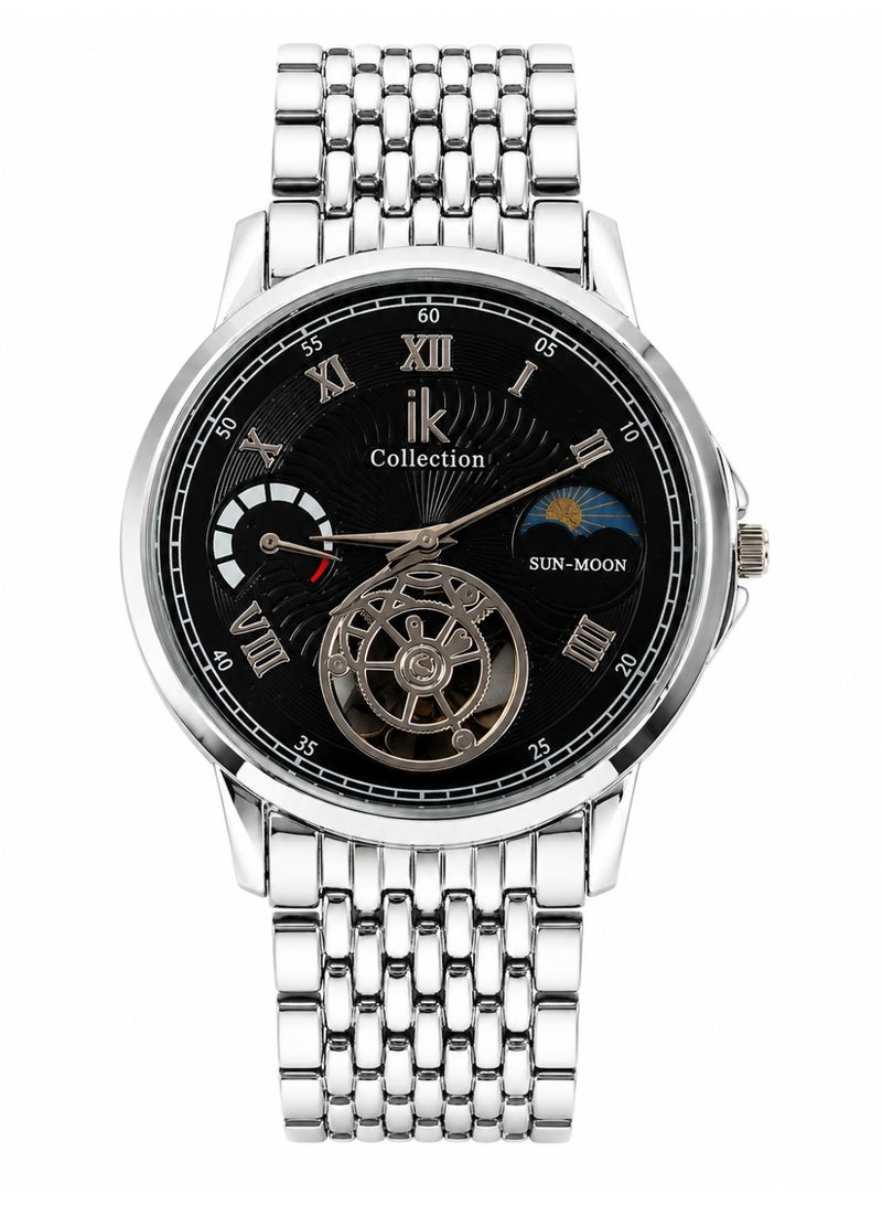 IK Men’s Casual Watch - Silver stainless steel band -Black dial-IK10 - Image 1