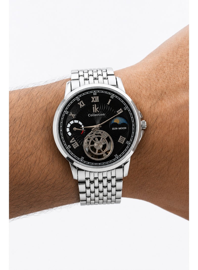 IK Men’s Casual Watch - Silver stainless steel band -Black dial-IK10 - Image 5