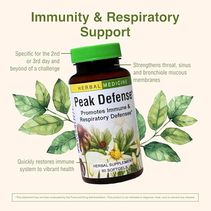 Herbs Etc. Peak Defense Softgels - Herbal Supplement for Immune Defense & Respiratory Support - Goldenseal, Echinacea Angustifolia & Yarrow - Gluten-Free & Organic - 60 Count (60 Servings) - Image 5