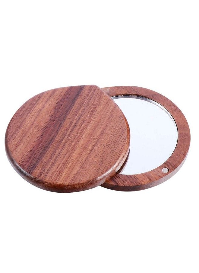 Beaupretty Small Compact Mirror Handheld Makeup Mirror Wooden Cosmetic Mirror For Outdoor Makeup Purses Travel Supplies  - Image 2