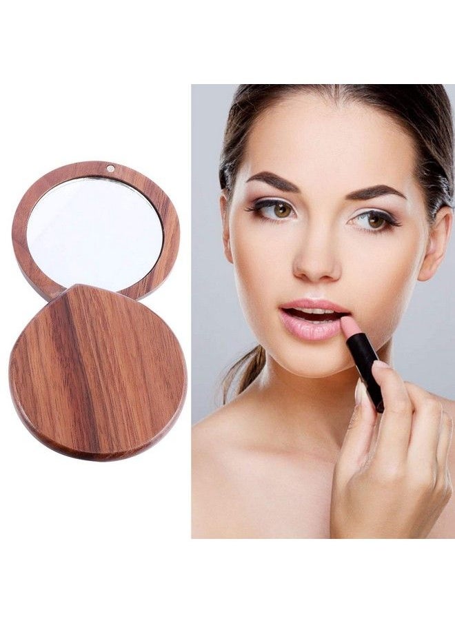 Beaupretty Small Compact Mirror Handheld Makeup Mirror Wooden Cosmetic Mirror For Outdoor Makeup Purses Travel Supplies  - Image 4