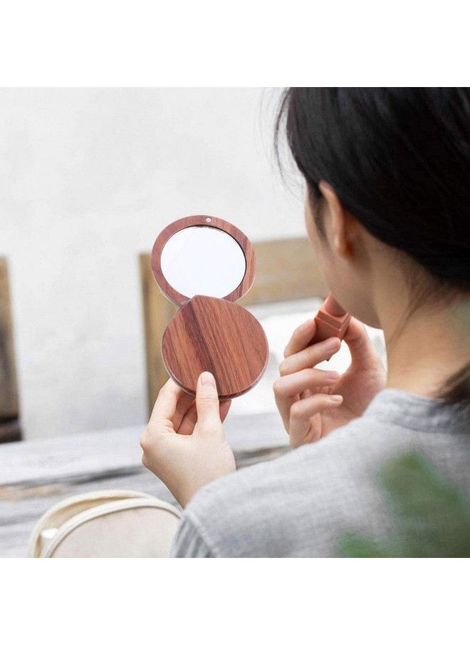 Beaupretty Small Compact Mirror Handheld Makeup Mirror Wooden Cosmetic Mirror For Outdoor Makeup Purses Travel Supplies  - Image 5