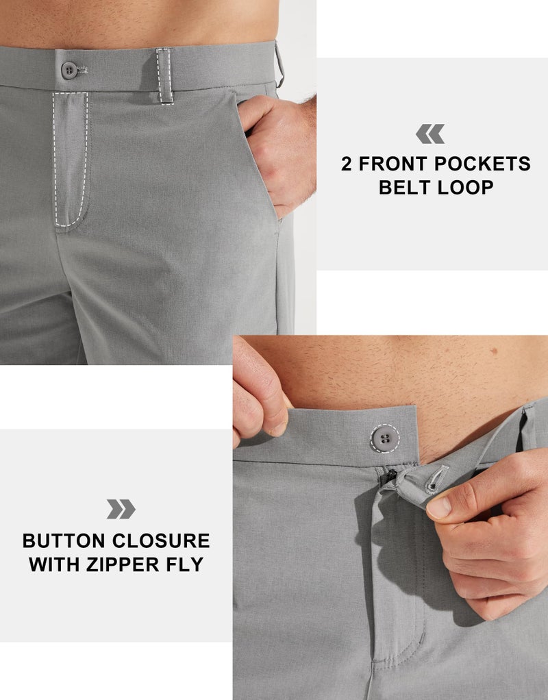 Libin Mens Golf Pants Stretch Work Dress Pants 30" Quick Dry Lightweight Business Casual Pant for Men Comfy Water Resistant, Light Grey, 32W x 30L - Image 5