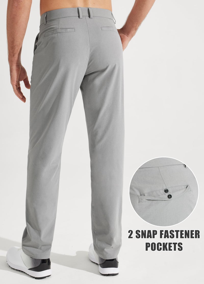 Libin Mens Golf Pants Stretch Work Dress Pants 30" Quick Dry Lightweight Business Casual Pant for Men Comfy Water Resistant, Light Grey, 32W x 30L - Image 4