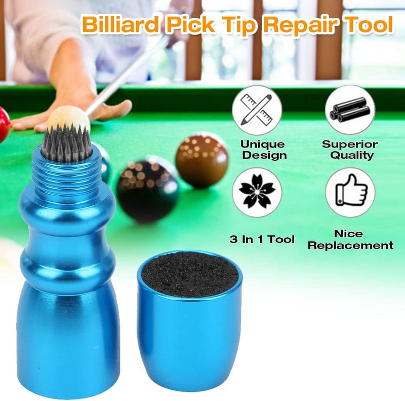 comfrt Billiard Pick Tip Repair Tool, 3 in 1 Snooker Billard Pool Cue Tip Tool Stick Shaper Repair Tool Pick Billiard Ball Accessories - Image 1