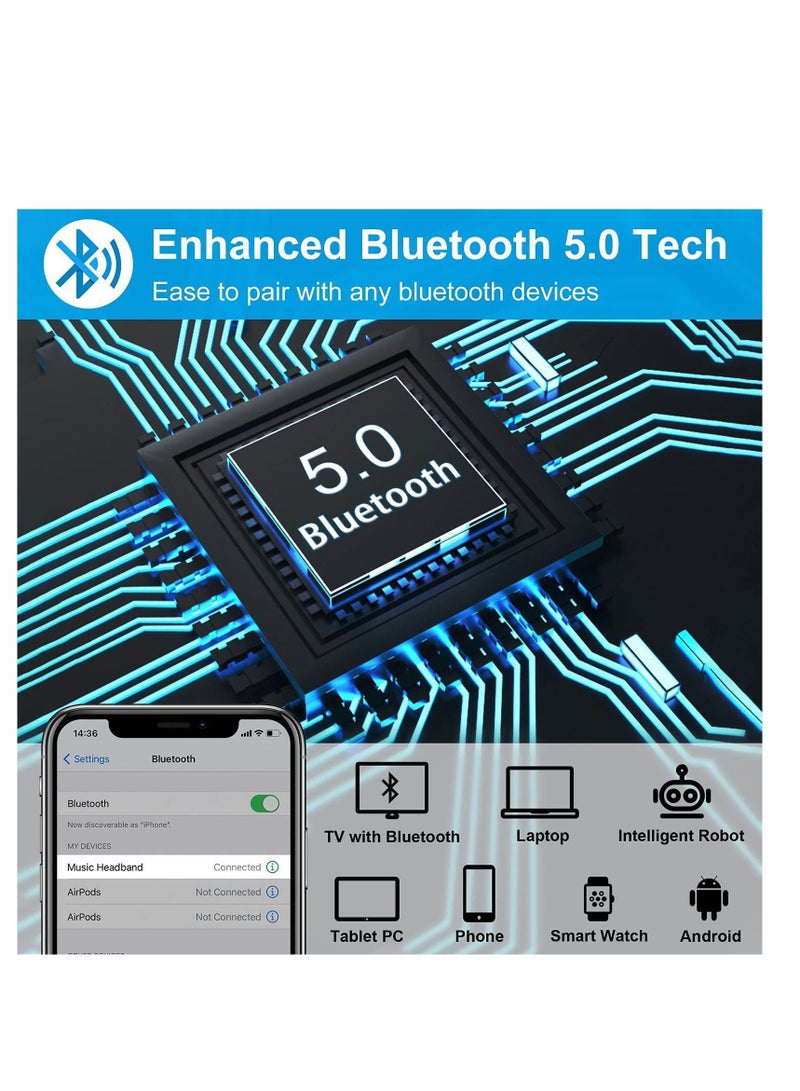 إسكدنيا Sleep Headphones, 2022 Bluetooth Headband Headphones with HD Speakers and Mic Perfect for Side Sleepers Sleeping Calling Jogging Yoga Workout Gift Ideas-Unisex (HF012-Gray) - Image 4