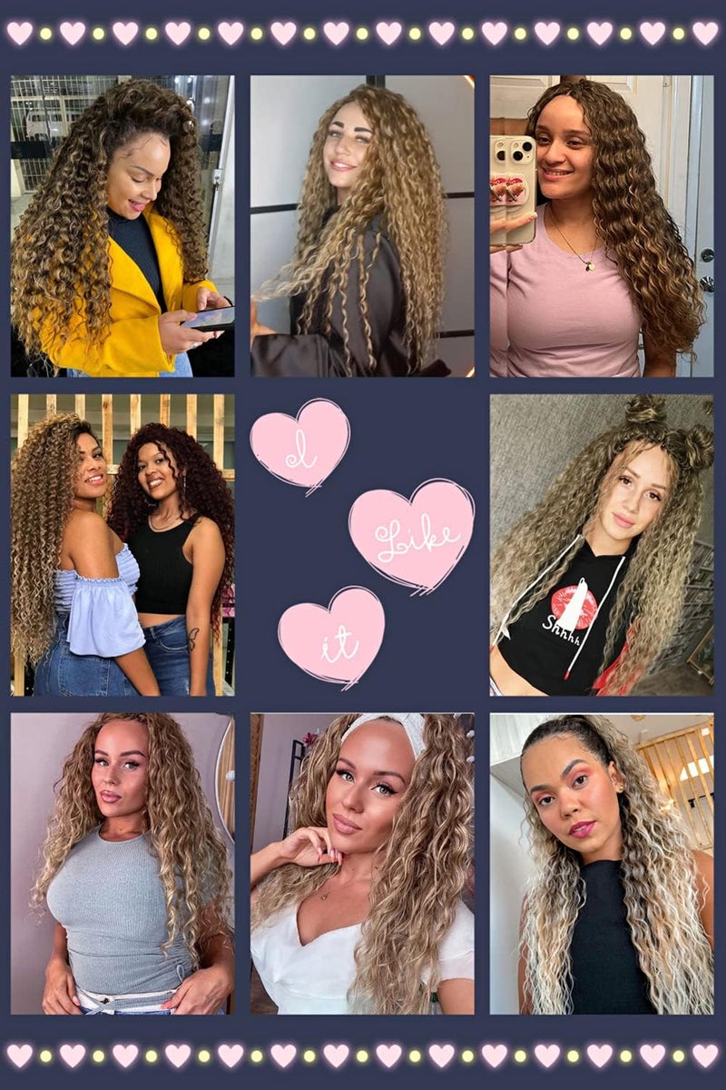 MAYSA Ocean Wave Crochet Hair Extensions, Curly Braiding Crochet Hair, Soft Synthetic Crochet Hair Extensions 22inch 6Packs #T8/24 Brown mix Blonde - Image 3