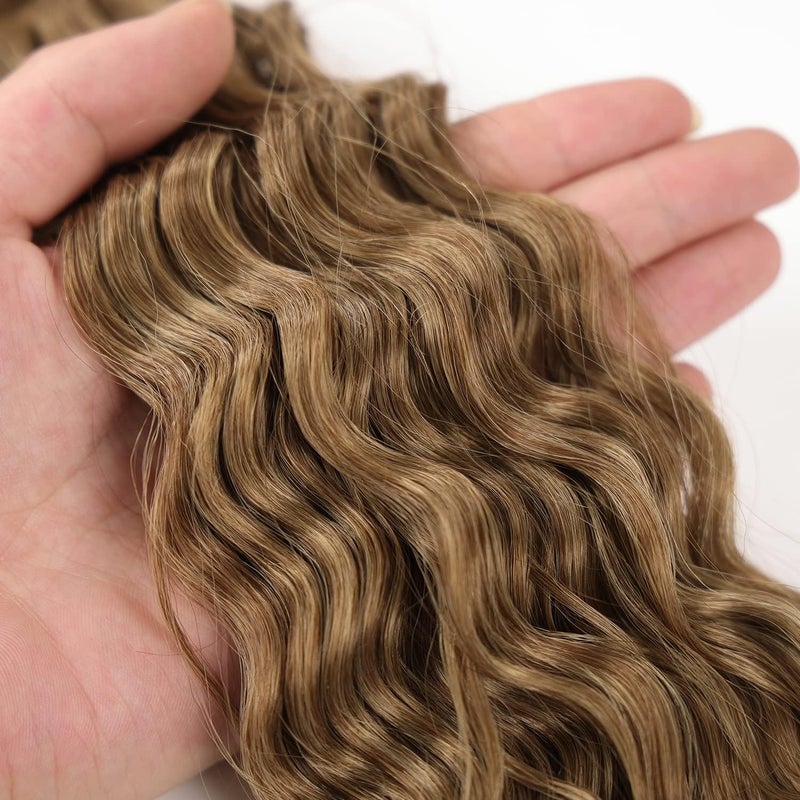MAYSA Ocean Wave Crochet Hair Extensions, Curly Braiding Crochet Hair, Soft Synthetic Crochet Hair Extensions 22inch 6Packs #T8/24 Brown mix Blonde - Image 4