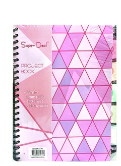 A4 80gsm 8MM Ruled Project Book 100 Sheets with 5 Dividers Assorted Color