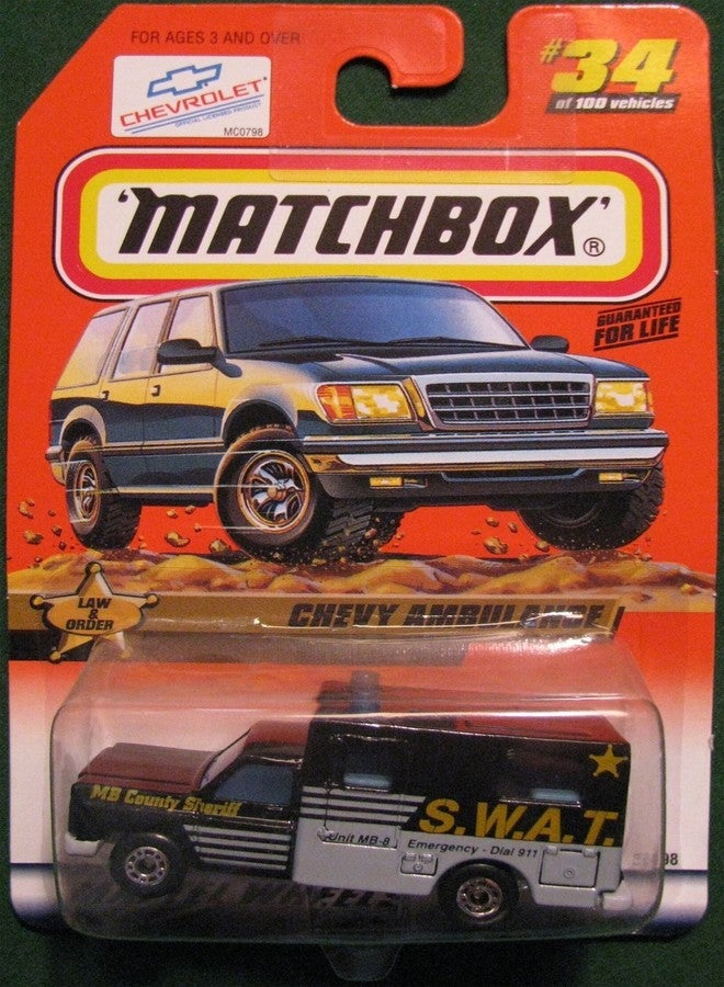 Matchbox Law & Order Chevy Ambulance SWAT Blue #34