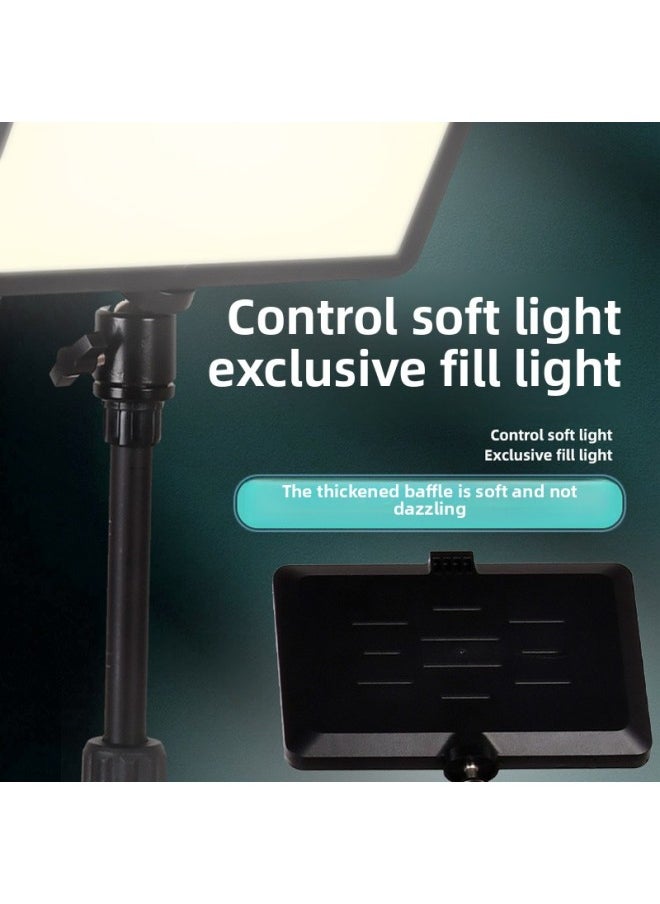 General - Direct LED Square Shooting Flat Light Three-color Adjustable Soft Light For Live Shooting-Specification:11inch Square Fill Light + Desktop Disc Telescopic Bracket - Image 1