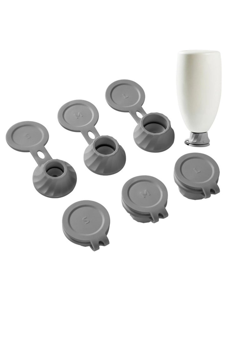 Excefore - Bottle Emptying Caps Kit, 6 Pcs Inverted Caps Flipping Bottle Set for Home and Bathroom, 3 Sizes Adapters Transfer Connector, Convenient Flip Top Design to Empty Pump Bottles, Gray - Image 1