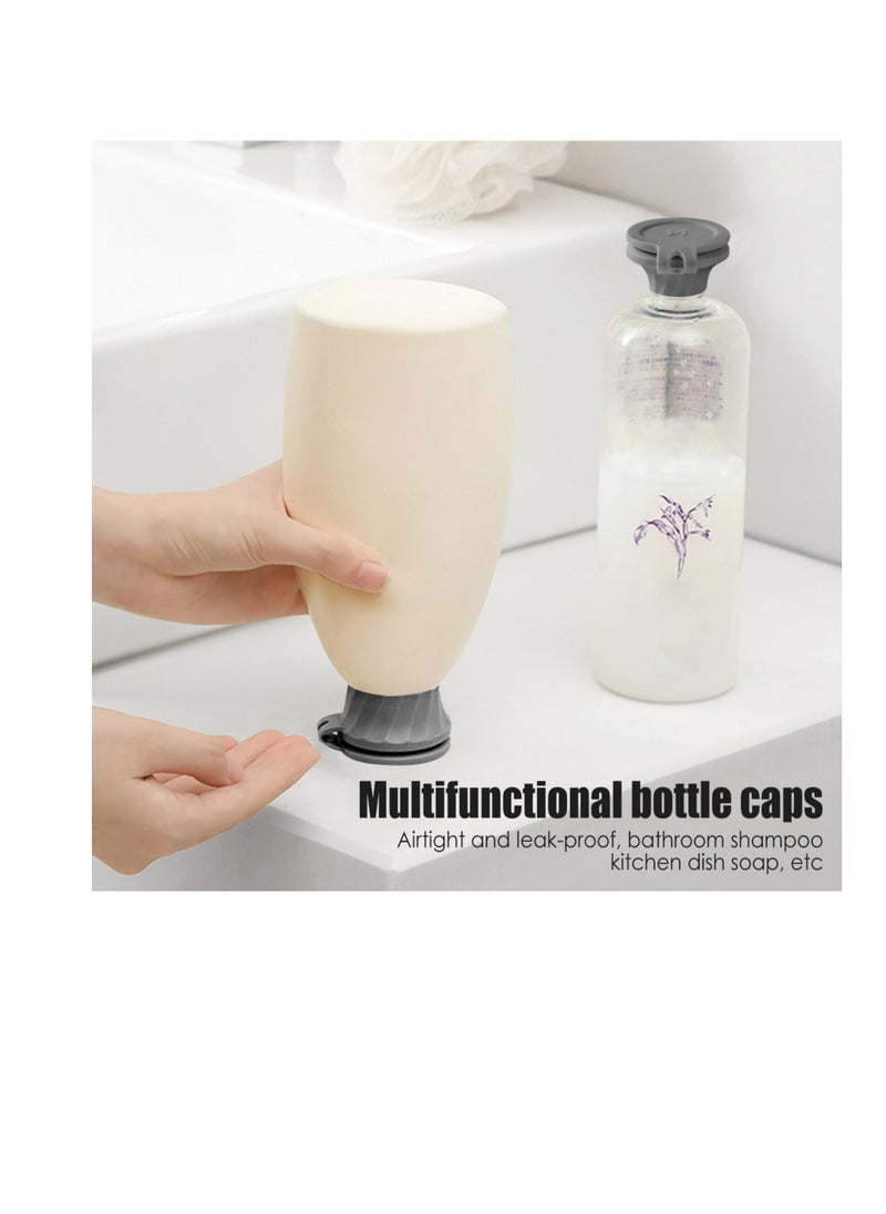 Excefore - Bottle Emptying Caps Kit, 6 Pcs Inverted Caps Flipping Bottle Set for Home and Bathroom, 3 Sizes Adapters Transfer Connector, Convenient Flip Top Design to Empty Pump Bottles, Gray - Image 1