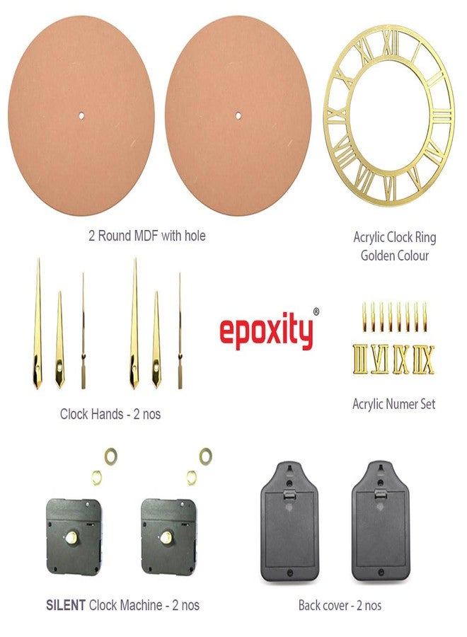Epoxity Resin Art kit for Analog Wall Clock Making with 2:1 Raisin 300 GMS Resin 12'" MDF with Acrylic Roman Ring (Material for 2 Clocks), Clear - Image 2