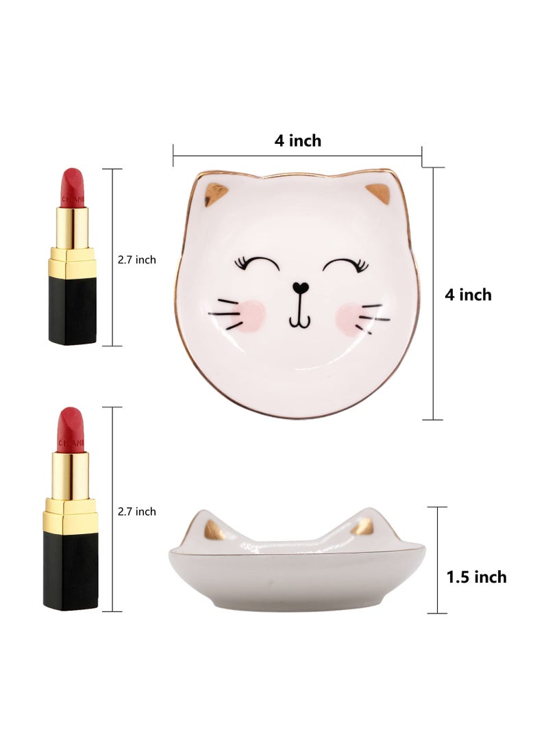 إكسفور Ceramic Jewelry Dish, Ring Holder and decorative Trinket Tray for Bathroom, Nightstand, and Vanity (Kitten) - Image 2