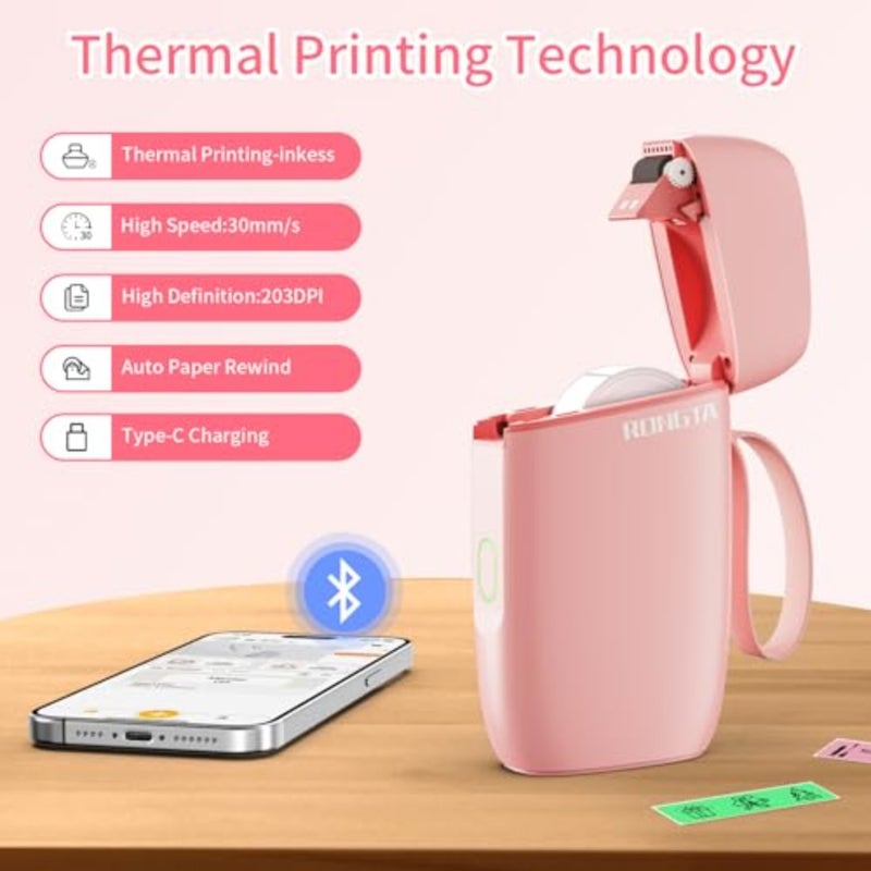 Label Maker Machine with Tape, Bluetooth Label Printer, Wireless Mini Label Makers with Multiple Templates for Organizing Office Home - Image 5