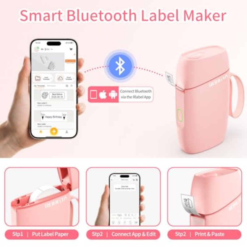 Label Maker Machine with Tape, Bluetooth Label Printer, Wireless Mini Label Makers with Multiple Templates for Organizing Office Home - Image 3