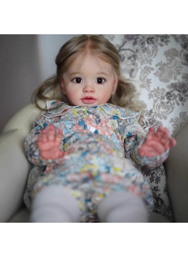 NPK 26 Inch Big Realistic Reborn Toddler Girl Doll Handmade Silicone Soft Vinyl Reborn Baby Doll That Look Real Lifelike Newborn Baby Dolls Toy Set for Kids - Image 3