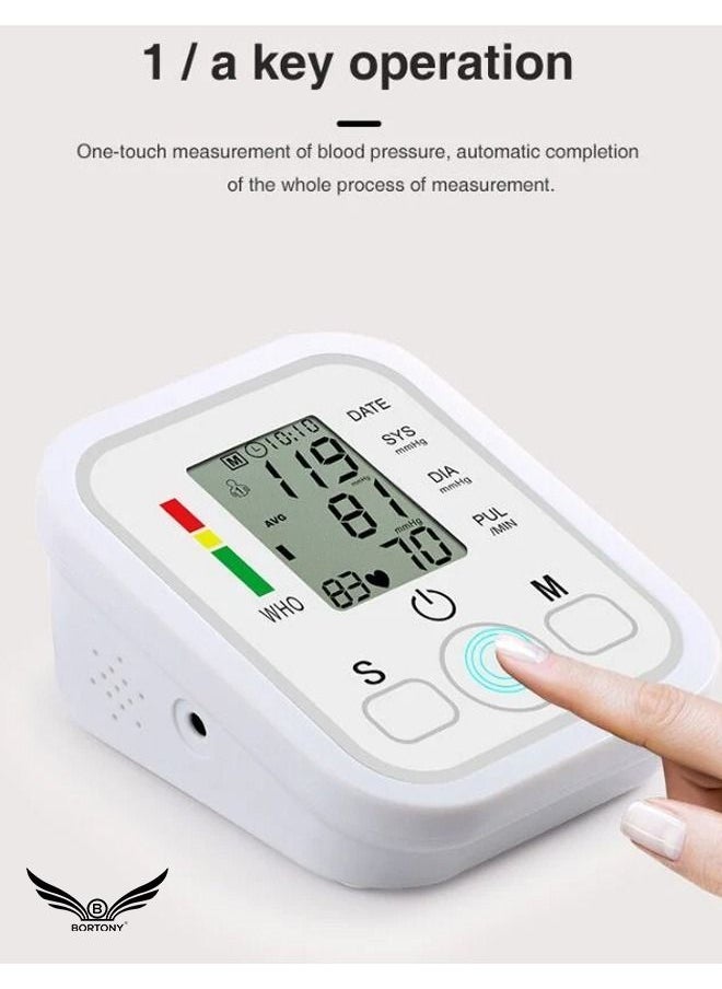 BORTONY - Digital BP Machine Monitor Auto Reading Large LCD Display Electronic Heart Pressure Sphygmomanometer with Voice Function - Image 1
