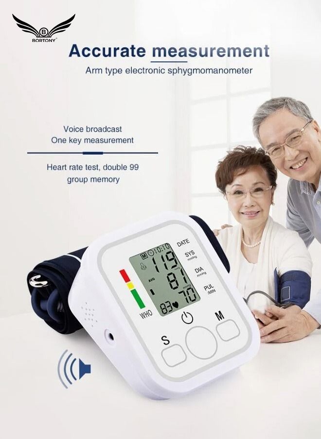 BORTONY - Digital BP Machine Monitor Auto Reading Large LCD Display Electronic Heart Pressure Sphygmomanometer with Voice Function - Image 1