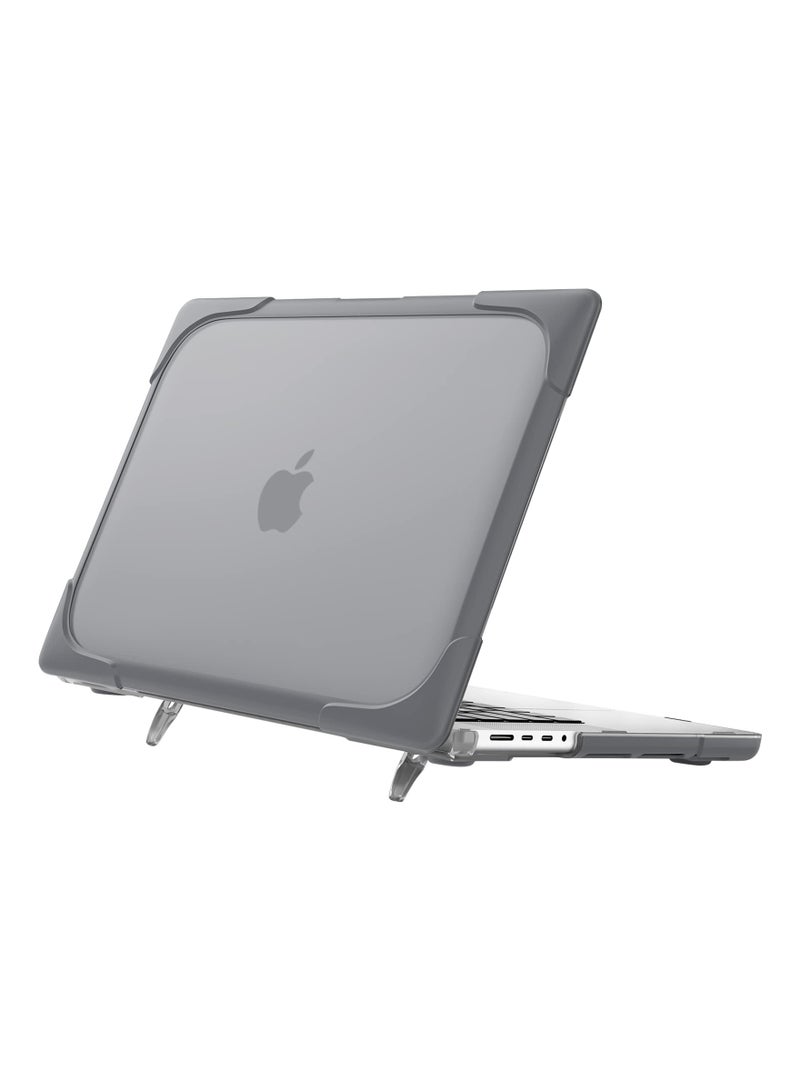 Procases Macbook Pro 14 Inch Case 2023 A2779 M2 Release Heavy Duty Hard Shell Dual Layer Protective Cover With Fold Kickstand Black - Image 1