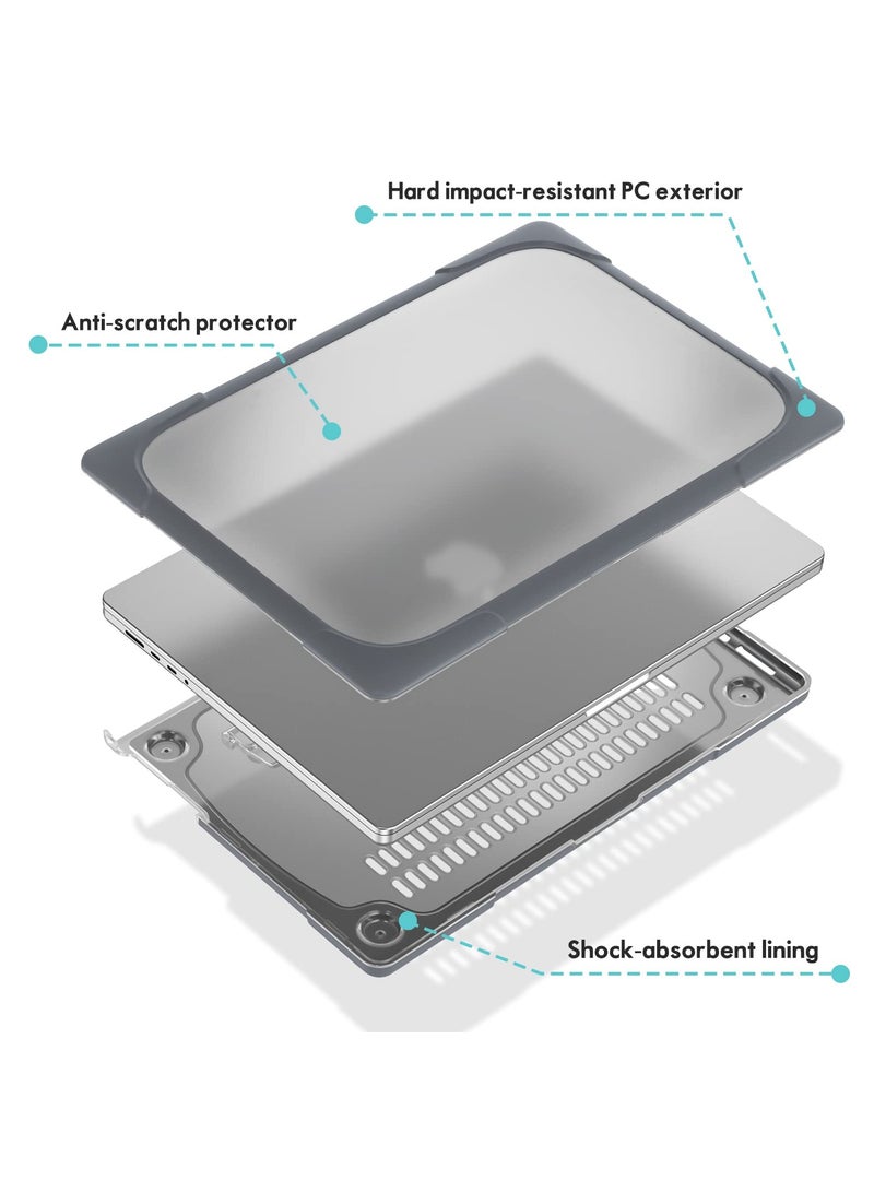 Procases Macbook Pro 14 Inch Case 2023 A2779 M2 Release Heavy Duty Hard Shell Dual Layer Protective Cover With Fold Kickstand Black - Image 5