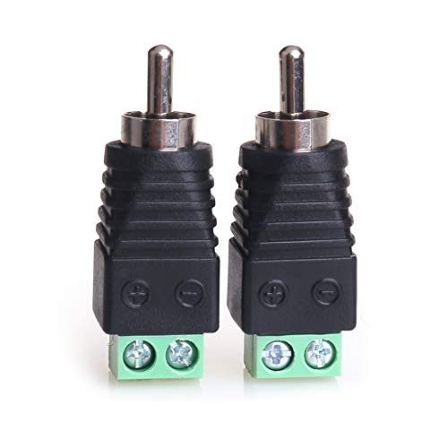 MOBOREST RCA Cable Audio Adapter, Phono RCA Male Plug to AV Screw Terminal Audio/Video Speaker Wire connectors Solderless Adapter(RCA Male-2pack) - Image 2