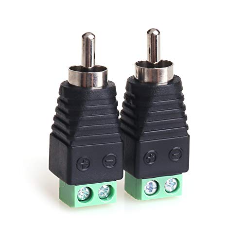 MOBOREST RCA Cable Audio Adapter, Phono RCA Male Plug to AV Screw Terminal Audio/Video Speaker Wire connectors Solderless Adapter(RCA Male-2pack) - Image 1