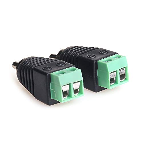 MOBOREST RCA Cable Audio Adapter, Phono RCA Male Plug to AV Screw Terminal Audio/Video Speaker Wire connectors Solderless Adapter(RCA Male-2pack) - Image 5