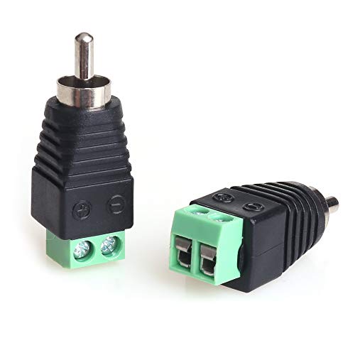 MOBOREST RCA Cable Audio Adapter, Phono RCA Male Plug to AV Screw Terminal Audio/Video Speaker Wire connectors Solderless Adapter(RCA Male-2pack) - Image 3