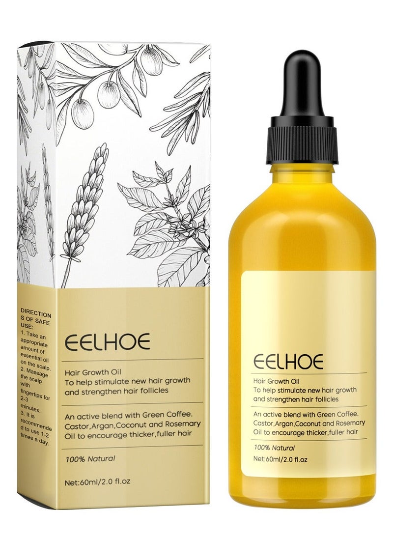 EELHOE Natural Hair Growth Oil â€“ Boost New Hair Growth & Strengthen Follicles with Caffeine, Biotin, Castor, Argan, and Coconut Oils | Effective Hair Mask for Increased Hair Density - Image 1