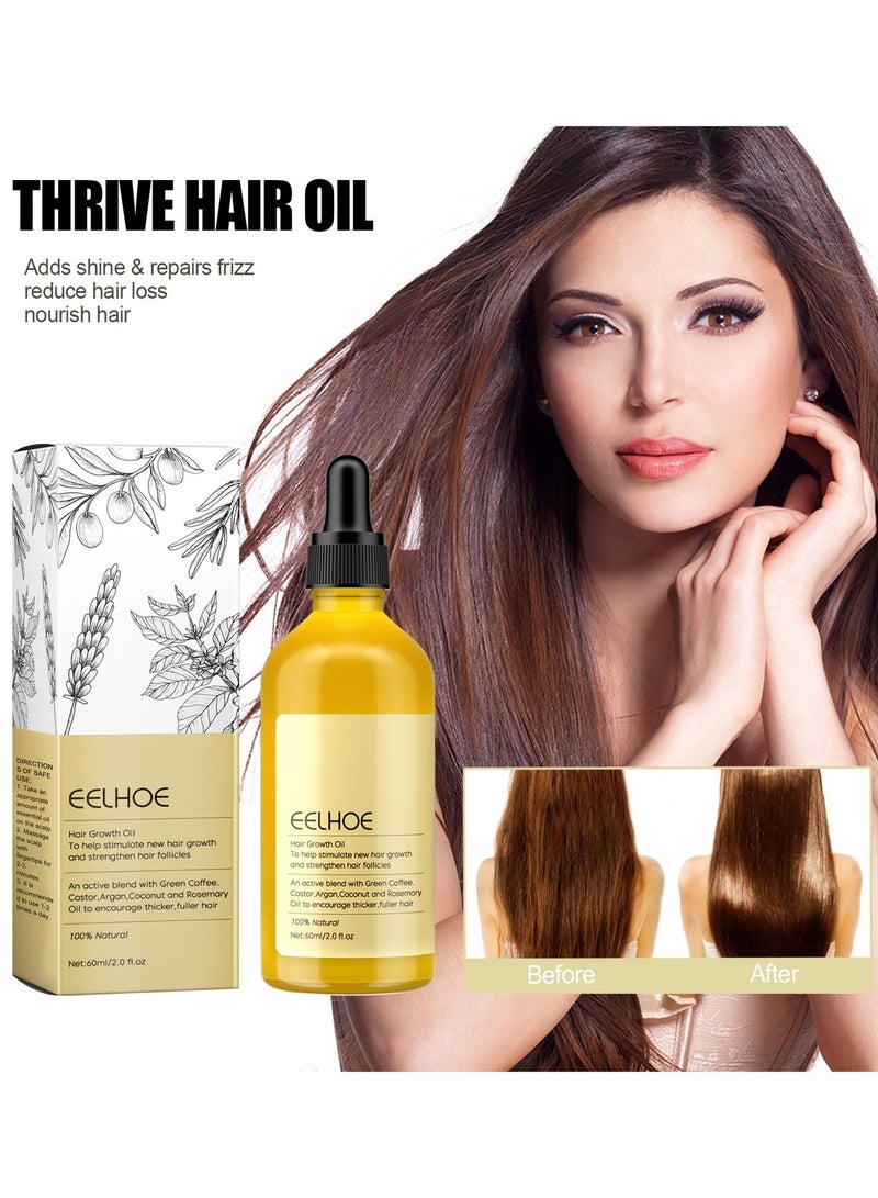 EELHOE Natural Hair Growth Oil â€“ Boost New Hair Growth & Strengthen Follicles with Caffeine, Biotin, Castor, Argan, and Coconut Oils | Effective Hair Mask for Increased Hair Density - Image 2